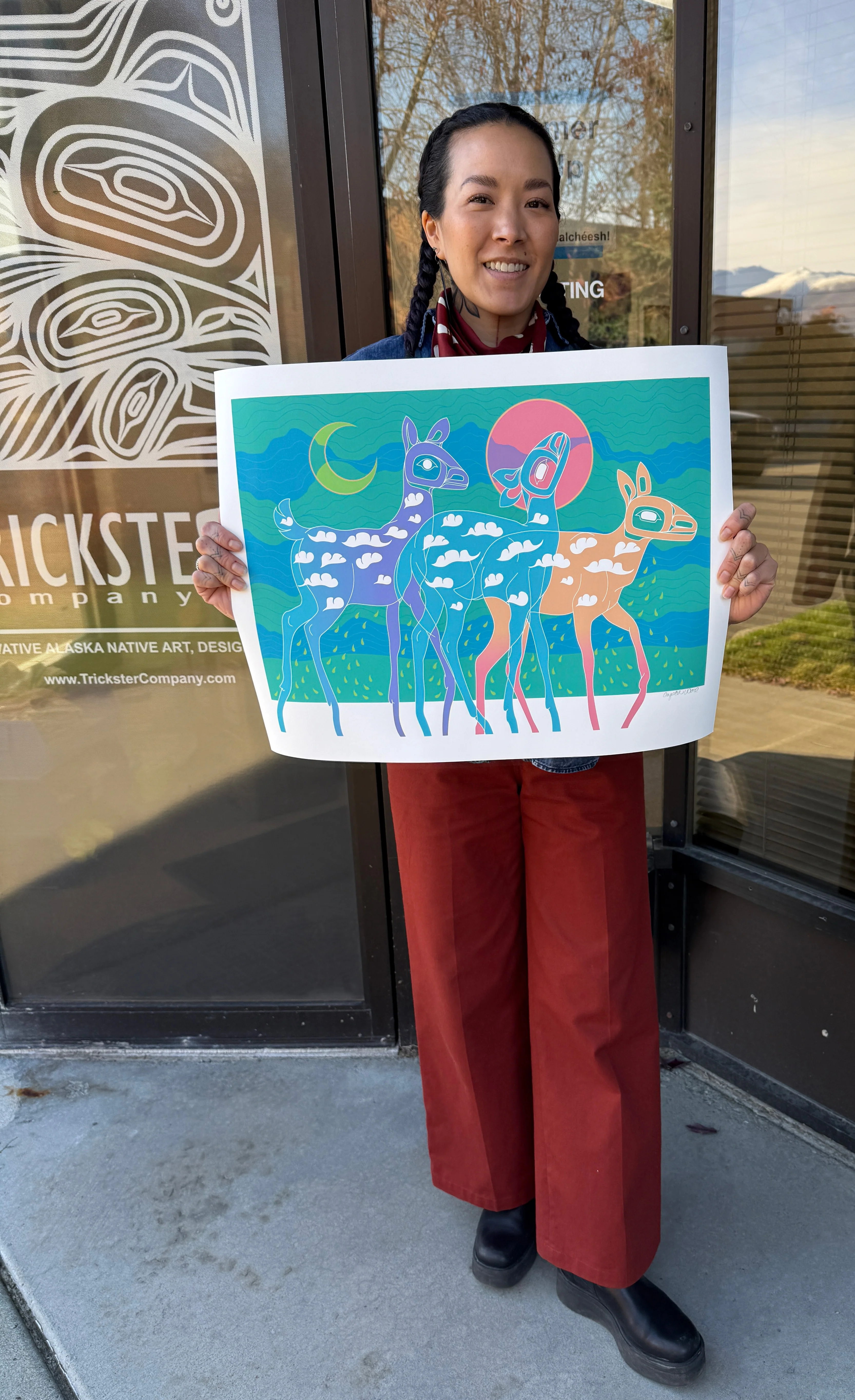 Aasgutuyík G̱uwakaan (Tlingit for Deer in Rainforest) Giclée Print