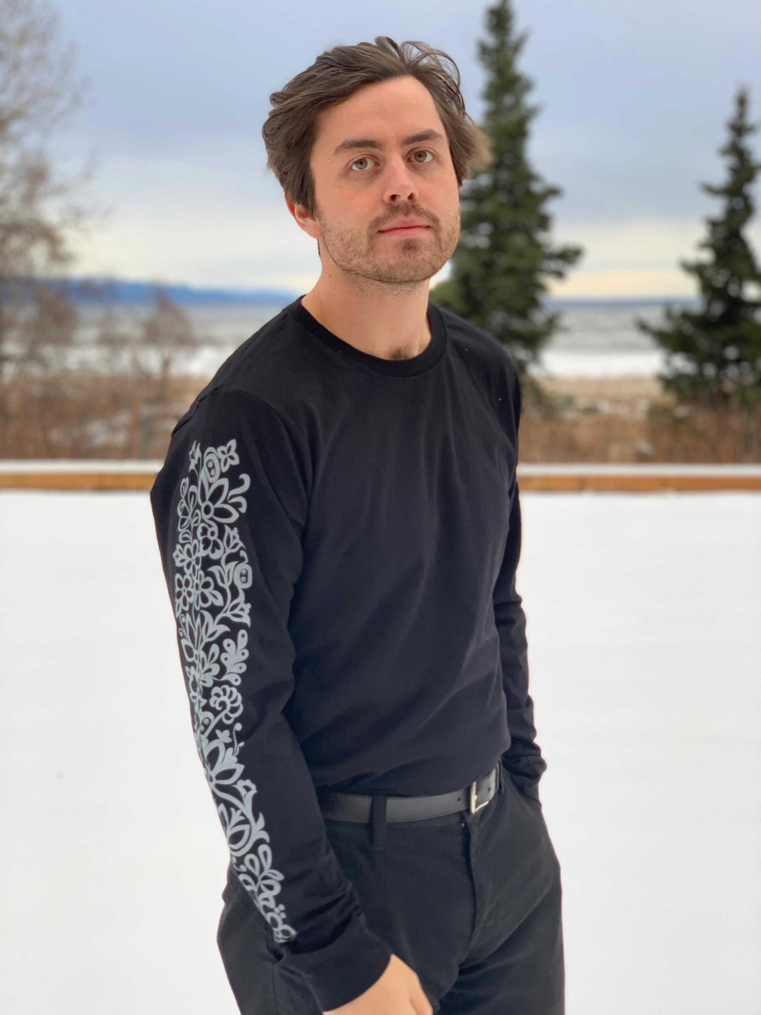 Floral and Formline Unisex Jersey Long Sleeve (Printed in Alaska) - Image 3