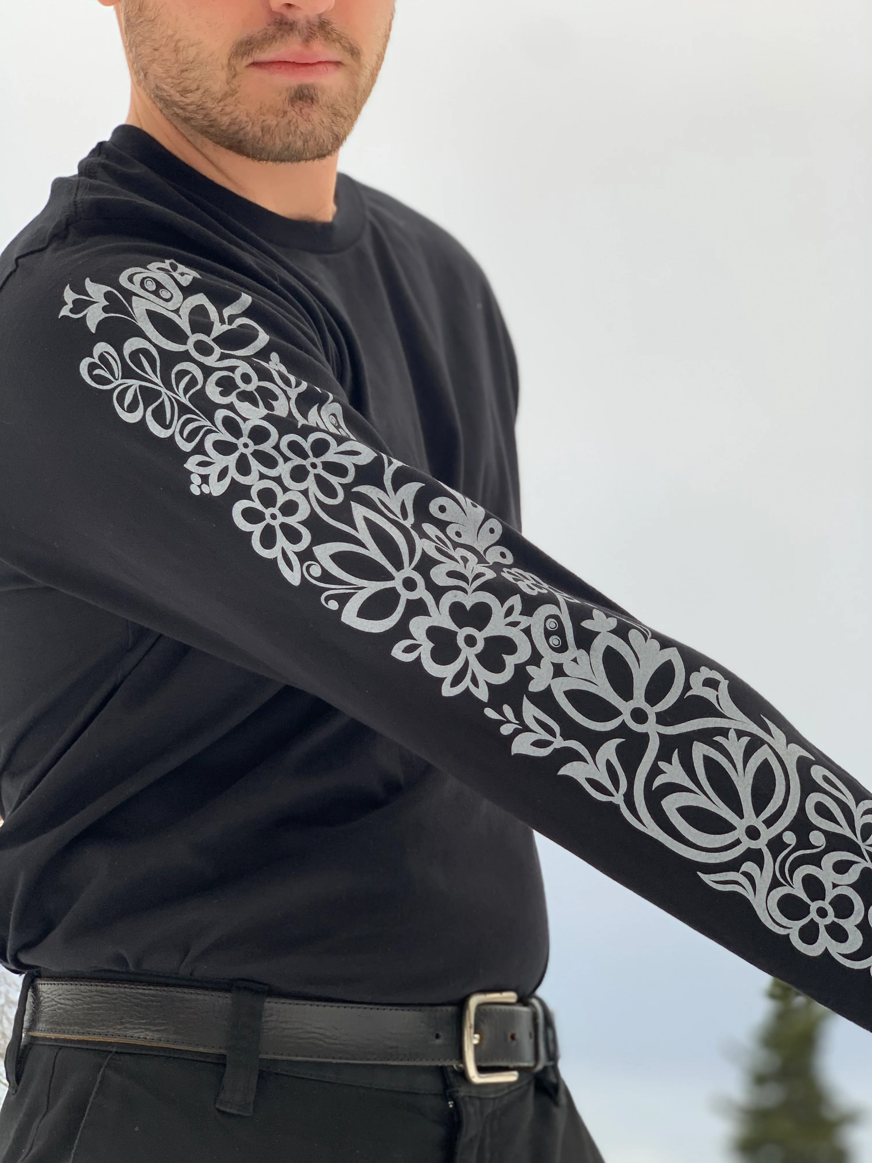 Floral and Formline Unisex Jersey Long Sleeve (Printed in Alaska) - Image 4