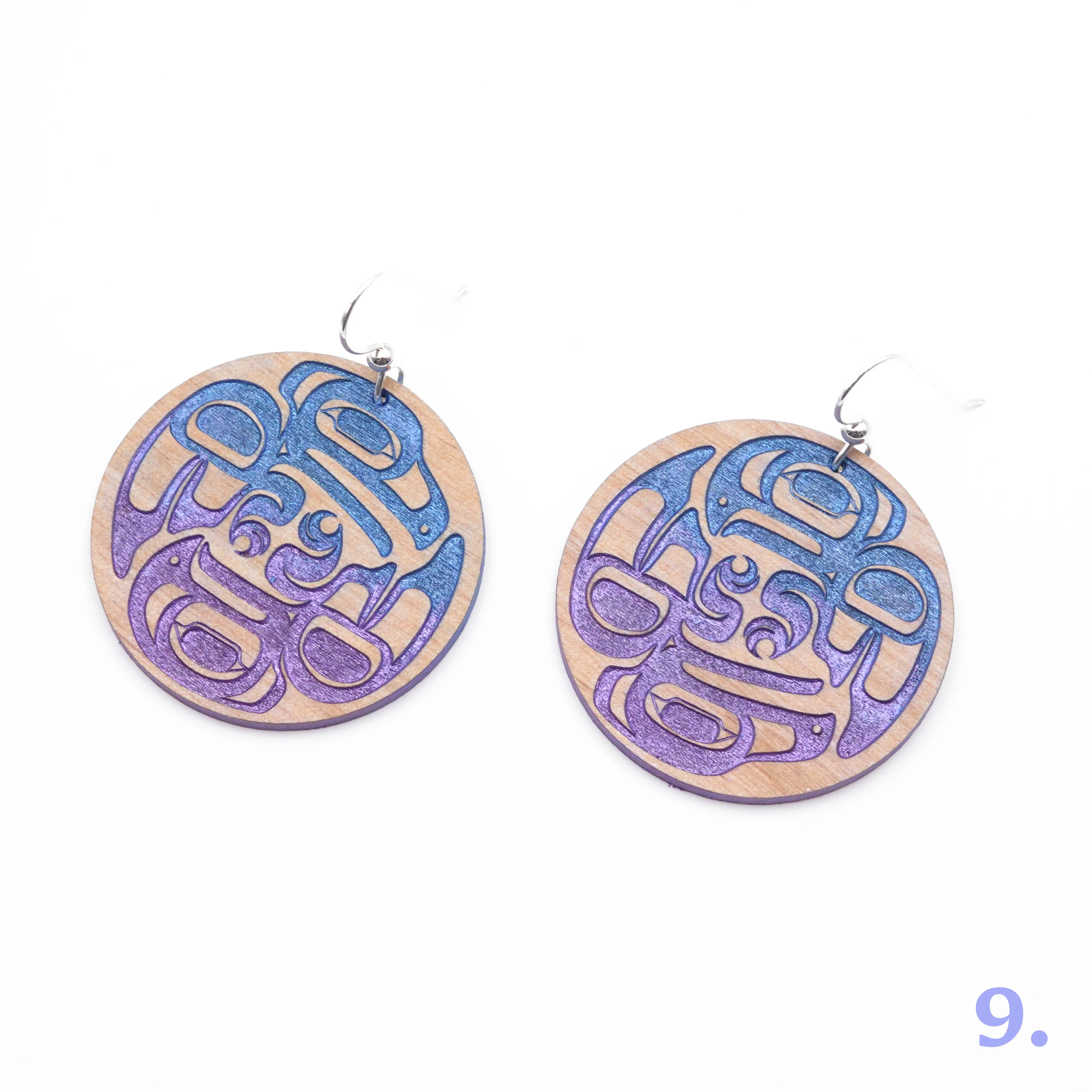 Hand Painted Alderwood Earrings with Argentium® Silver Ear Wire - Image 7